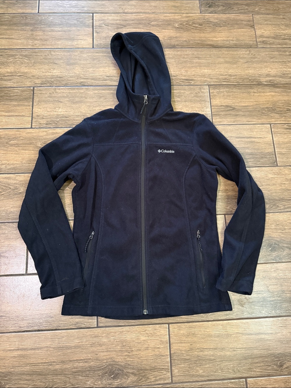 Columbia Women’s Black Hooded Fleece Jacket Small